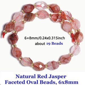 AAA Natural Red Jasper Faceted Oval Beads, 6x8mm, Rice Shape  About 19 Beads
